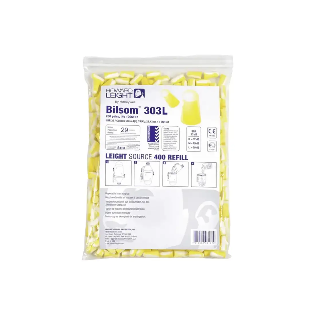 BILSOM - Gehörschutzstöpsel 303L 200er gelb/weiß