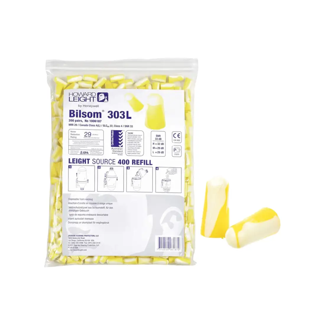 BILSOM - Gehörschutzstöpsel 303L 200er gelb/weiß
